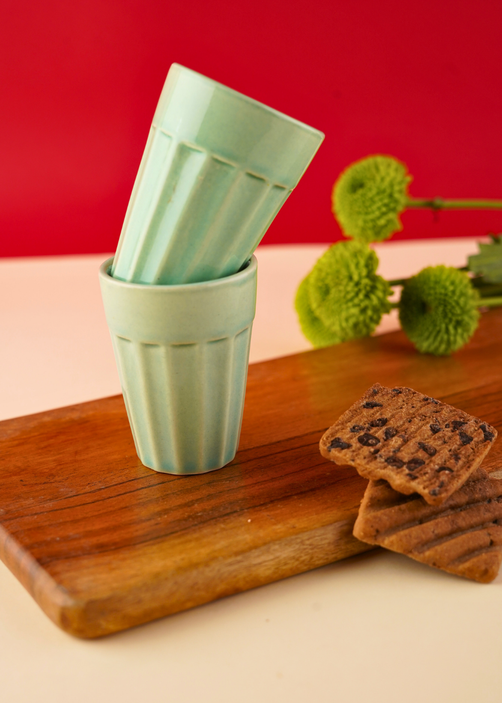mint espresso shot glass made by ceramic 