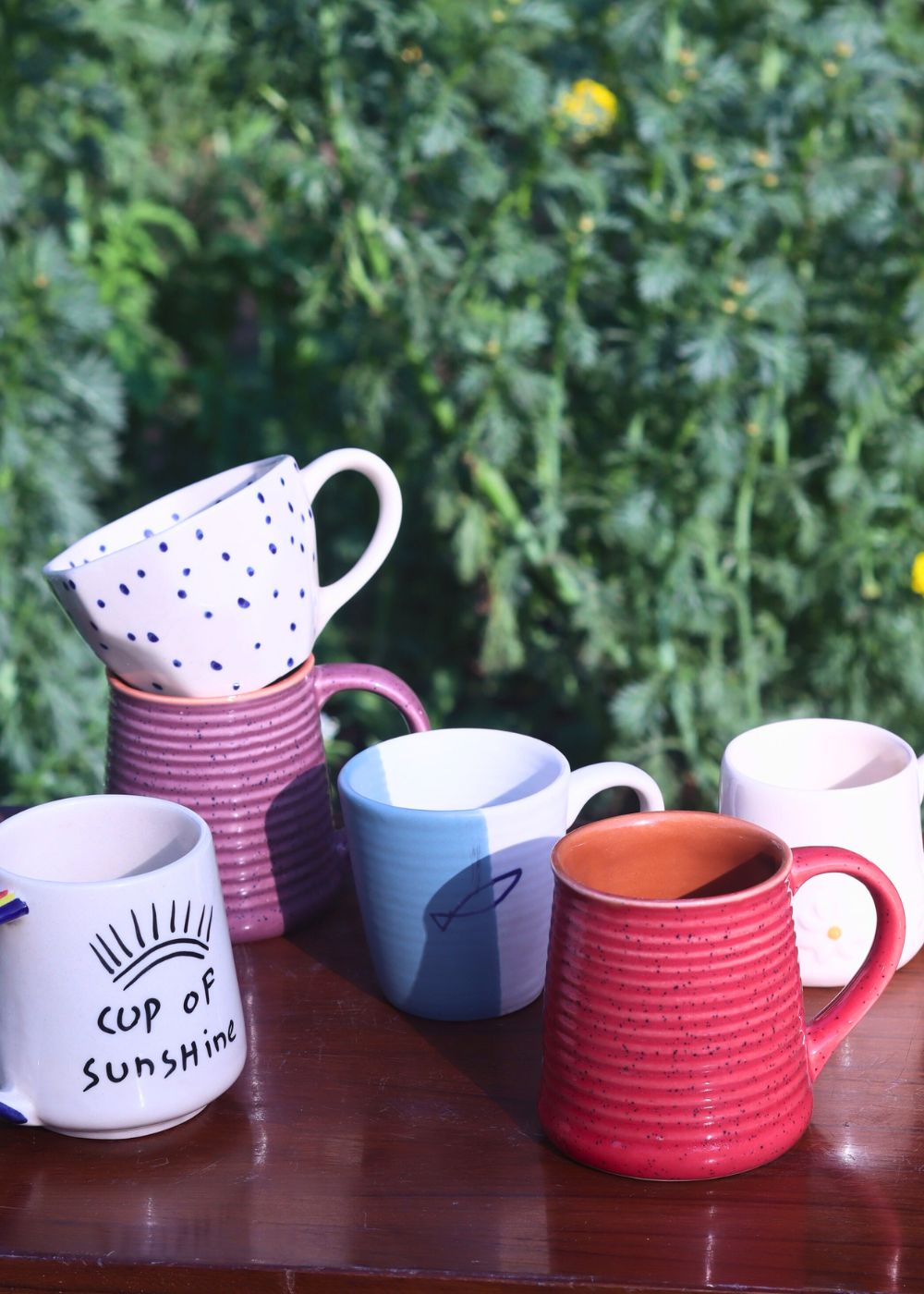 Set of 6 Sunshine Sips Mugs (for the price of 5) handmade in india