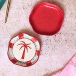 Handmade Palm & Red Handmade Dessert Plate