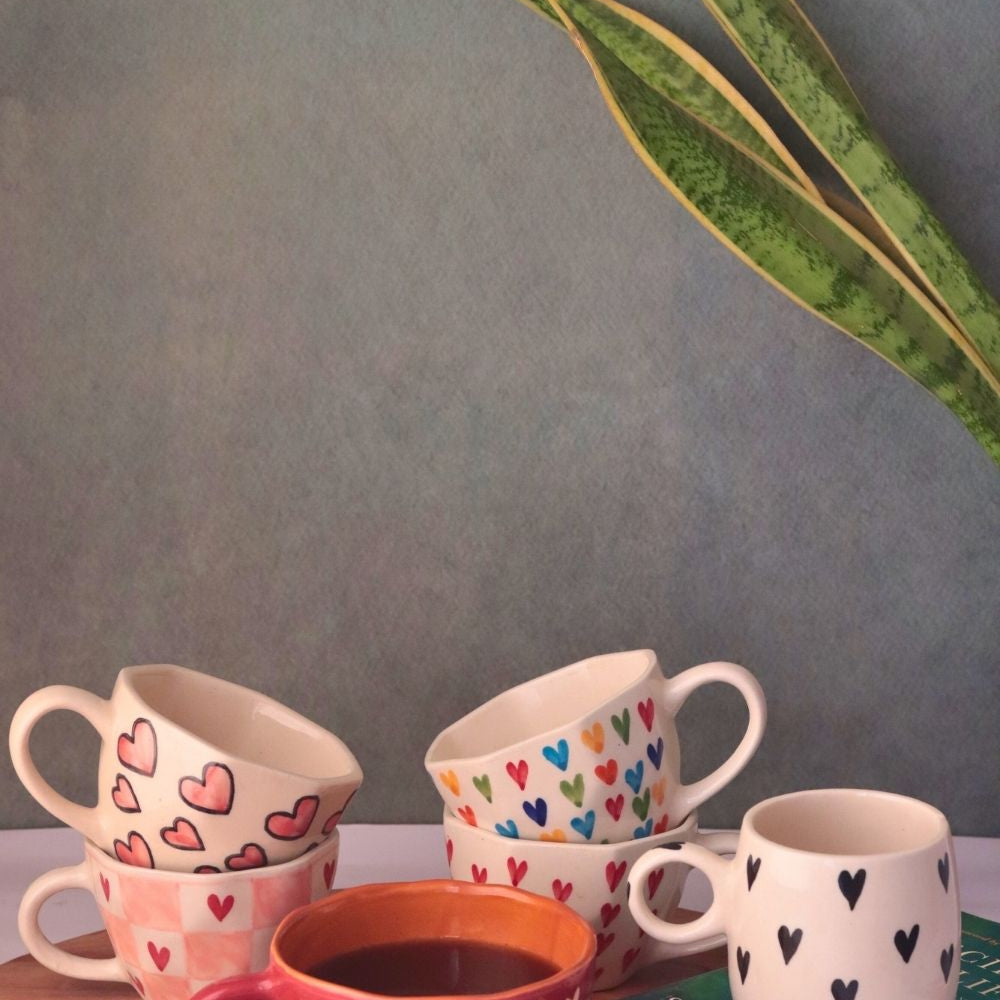 set of 6 heart sip mugs combo for the price of 5