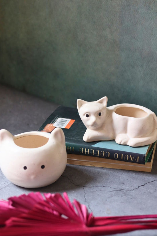 cat & kitty planter handmade in india 
