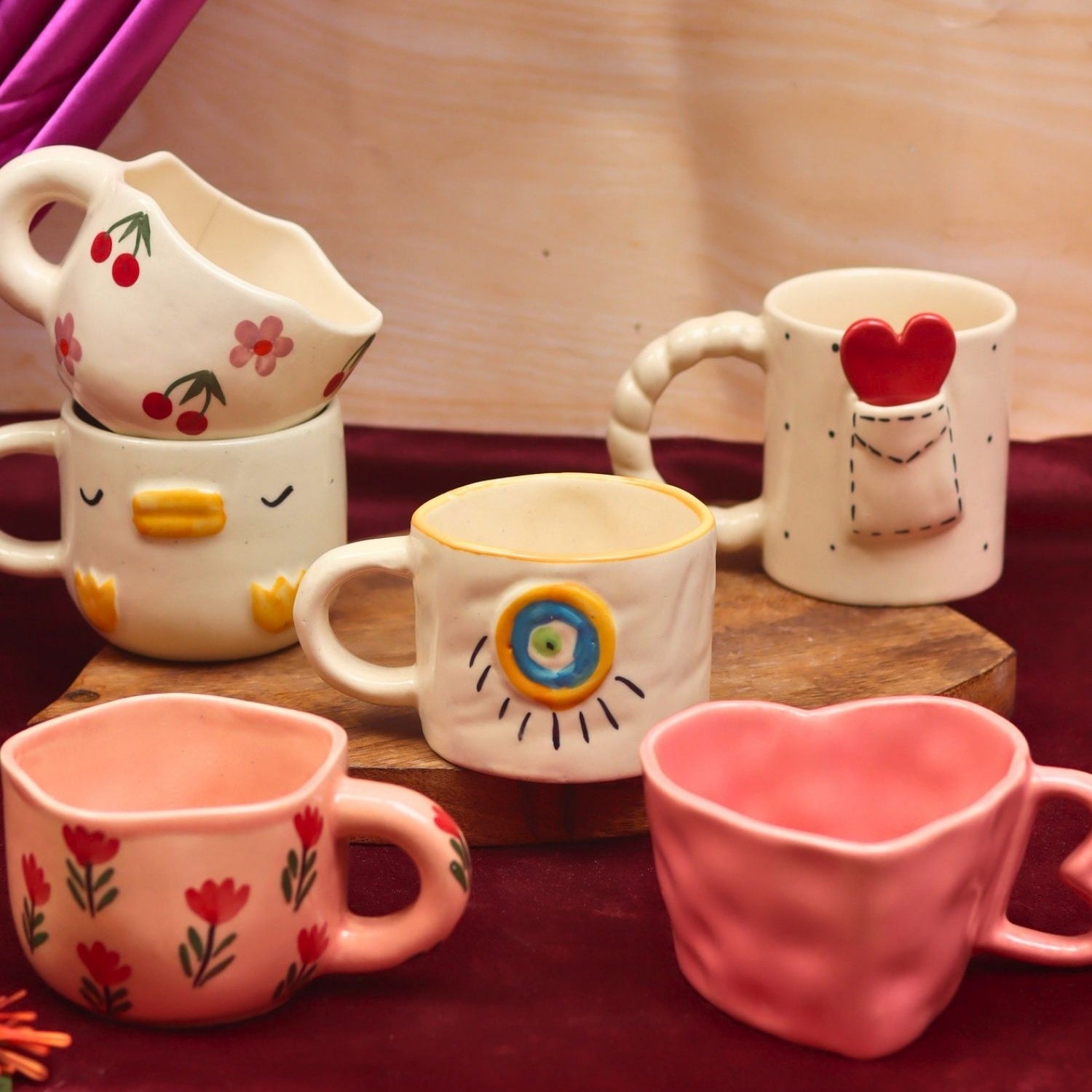 handmade Set of 6 most aesthetic mugs (for the price of 5) - Combo Pack