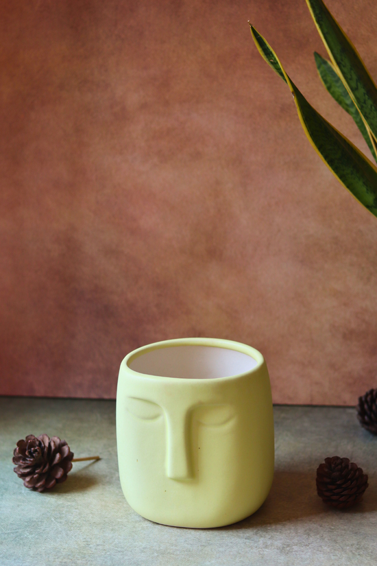 Handmade yellow face planter