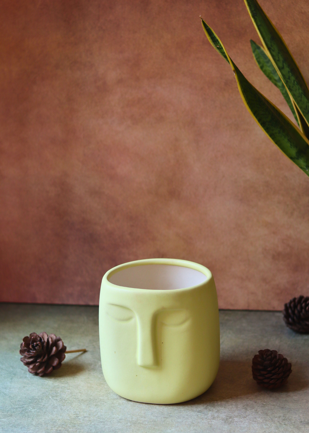 Handmade yellow face planter