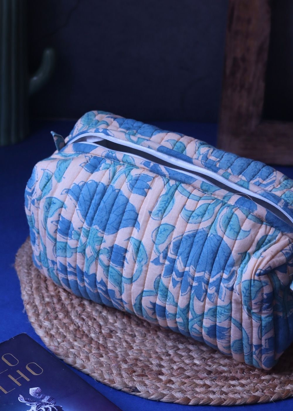 Floral Plush Toiletry Bag - Large handmade in India