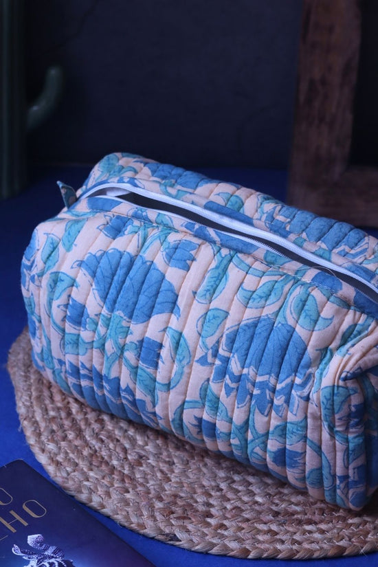 Floral Plush Toiletry Bag - Large handmade in India