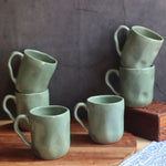 Green Wavy Mug  - Set of 6 made by ceramic