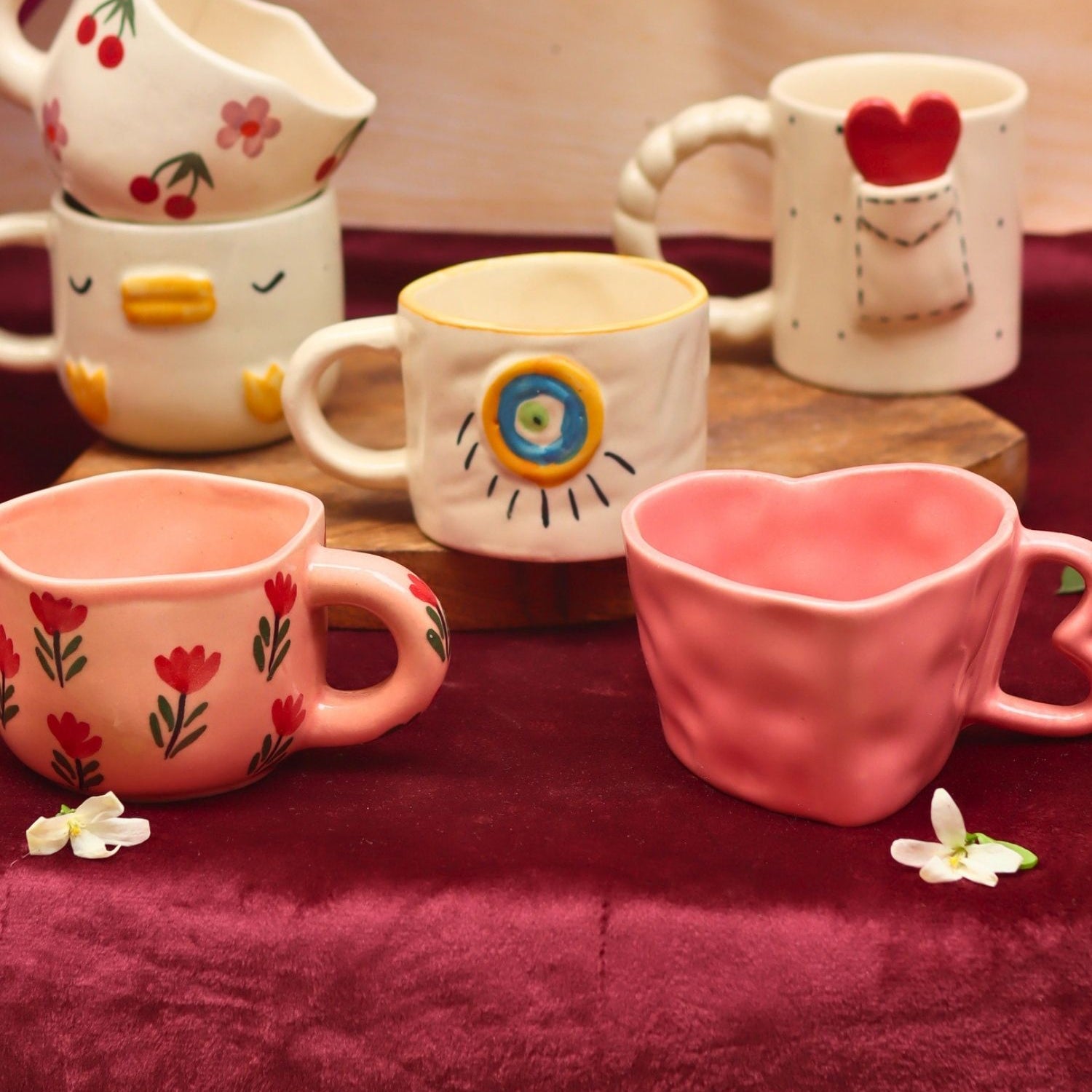 Set of 6 most aesthetic mugs (for the price of 5) made by ceramic