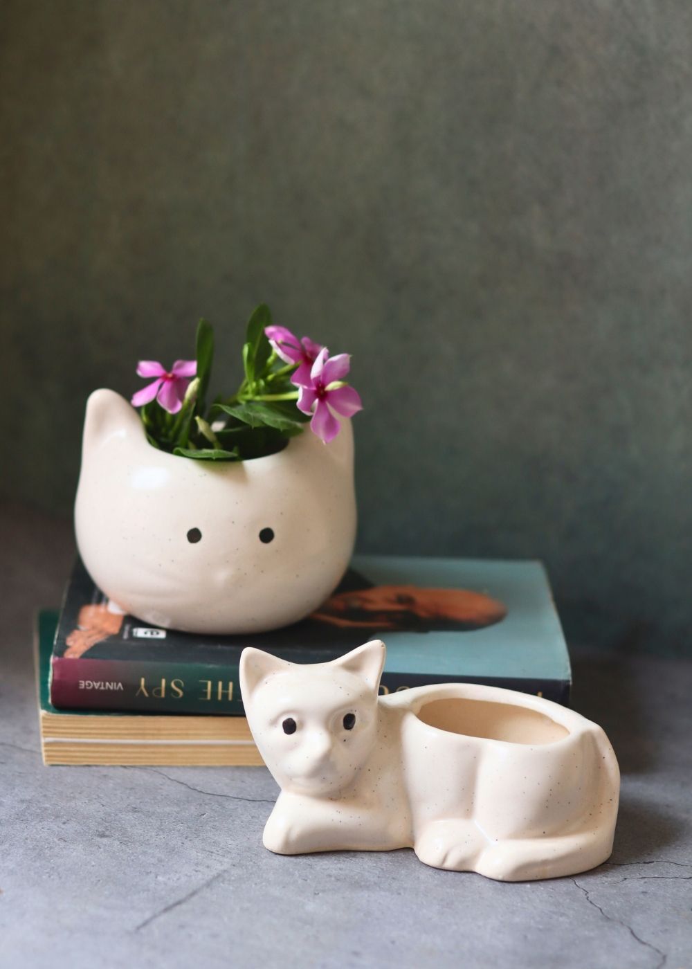 cat & kitty planter made by ceramic 