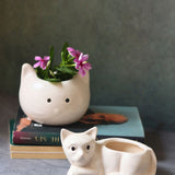 cat & kitty planter made by ceramic 