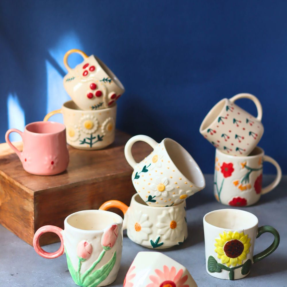 Set of 10 Summer Glow mugs Combo (for the price of 7) made by ceramic