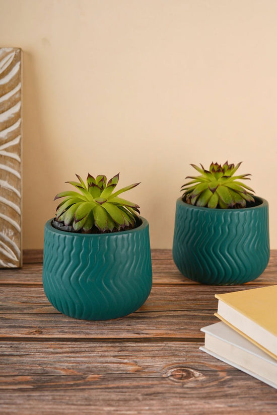 essential teal planter handmade in india