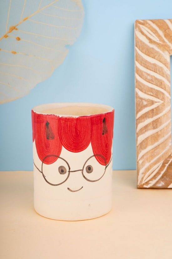 cat desk planter pot handmade in india