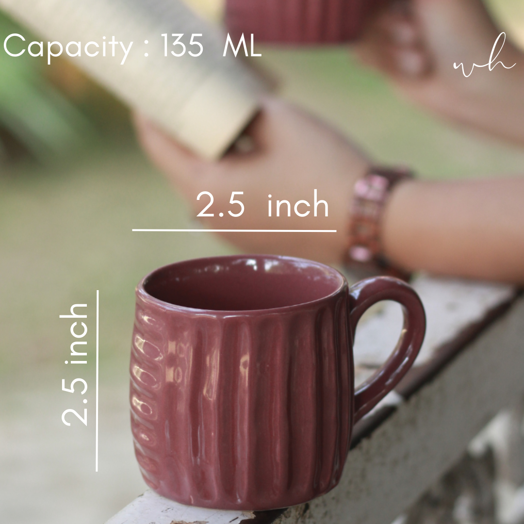 Handmade ceramic tea cup height & breadth