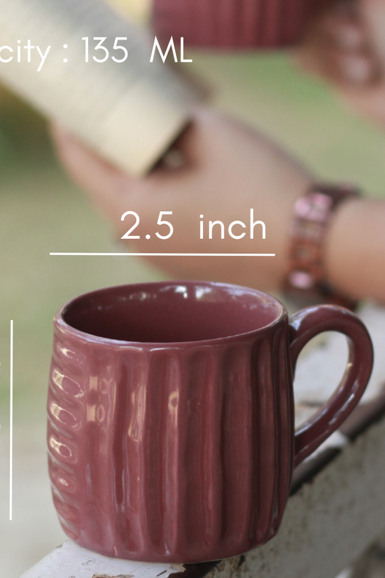 Handmade ceramic tea cup height & breadth