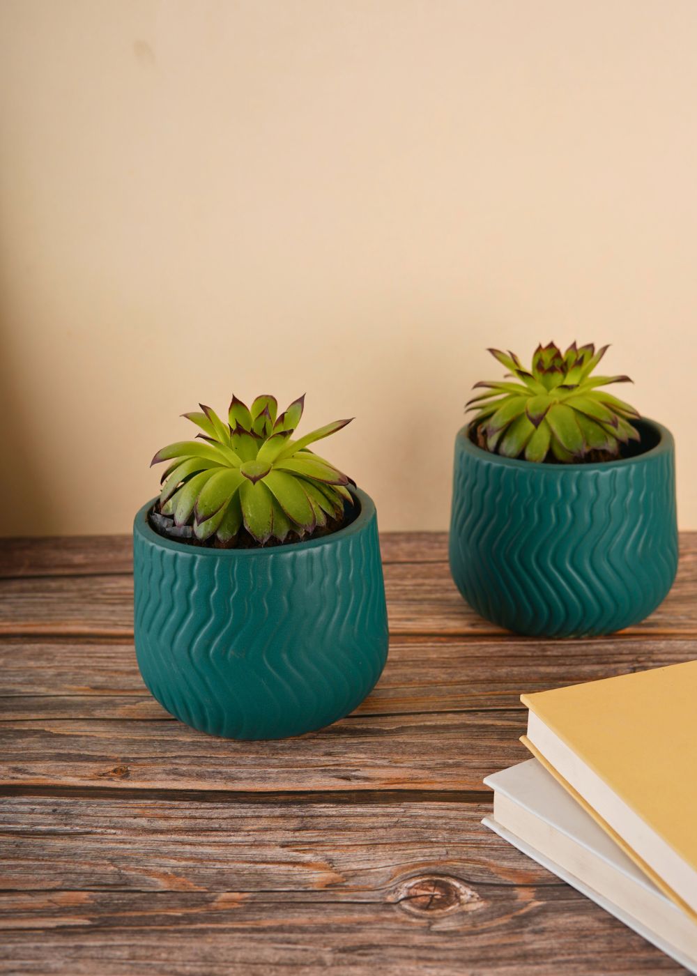 essential teal planter with teal color
