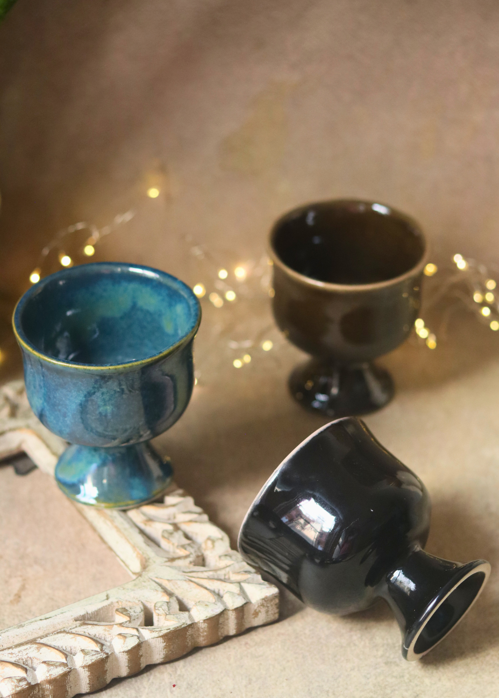 glossy ice cream goblet made by ceramic 