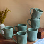 Green Wavy Mug  - Set of 6 handmade in india