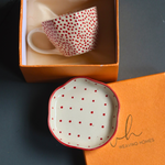 Red polka mug & red polka dessert plate in a gift box