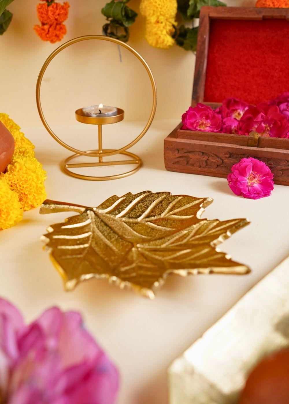 Golden Leaf Patterned Bowl for this festival