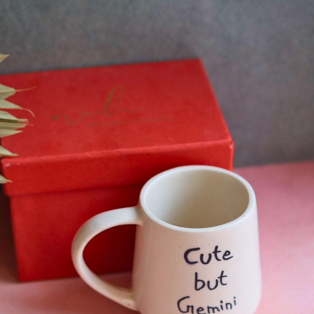 Handmade cute but gemini mug in a gift box