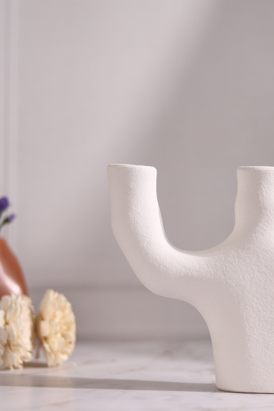 White candle stand ceramic 