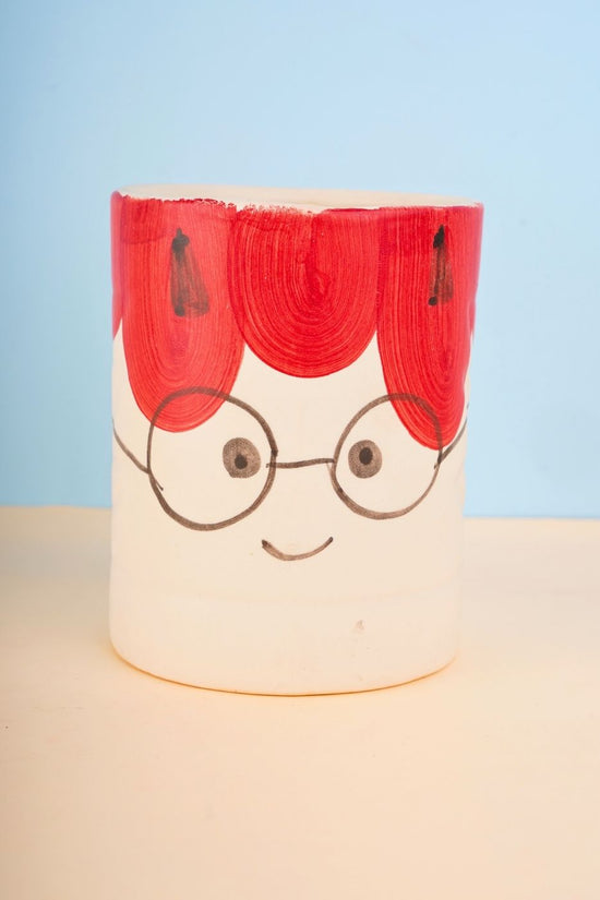 cat desk planter pot made by ceramic 