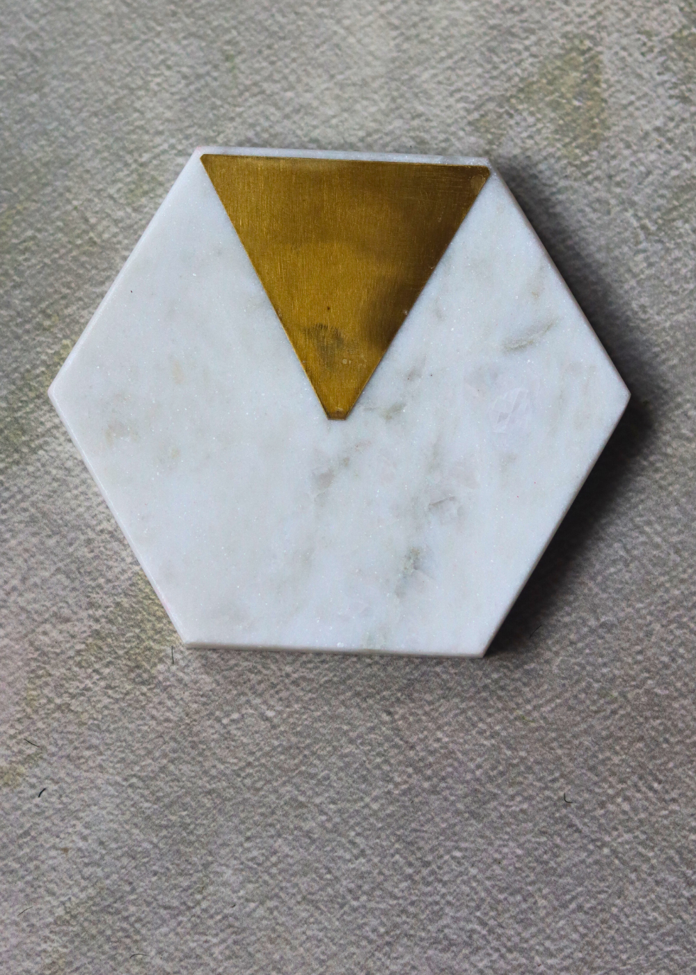 Handmade white marble hexagon coaster 