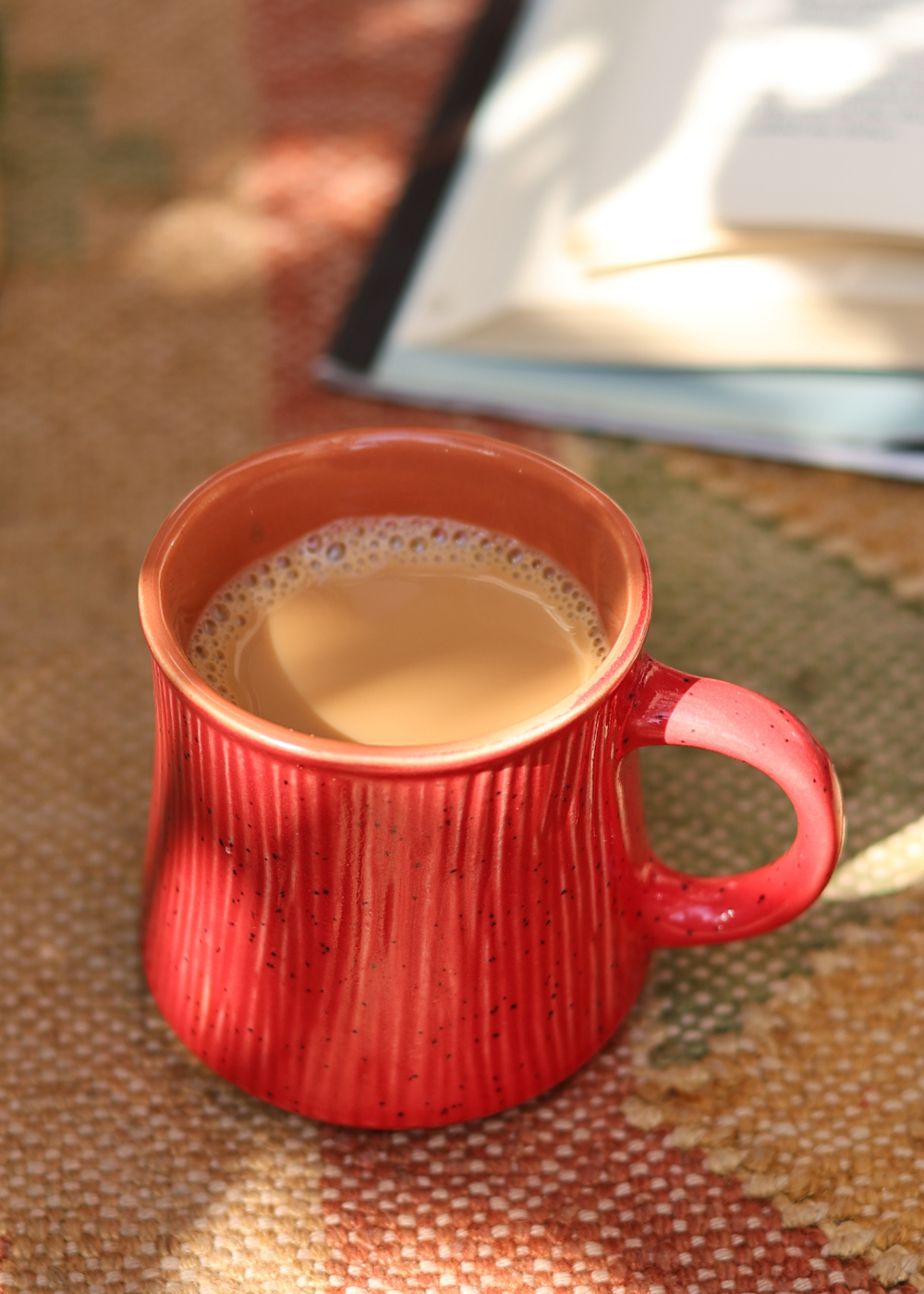 Red Etching Chai Cup With Chai