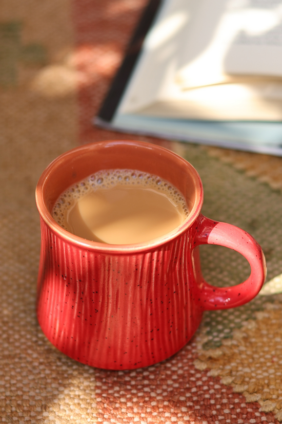 Red Etching Chai Cup With Chai