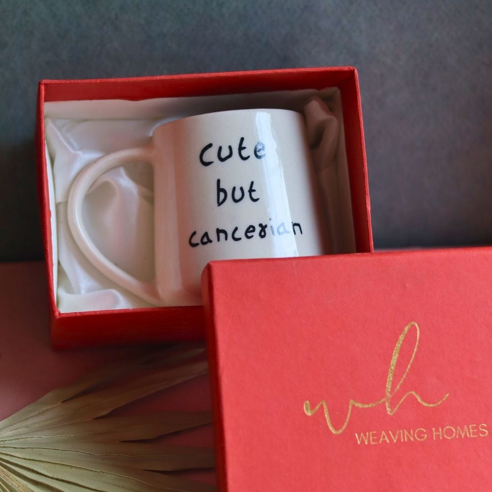 Handmade cute but cancerian mug in a gift box 