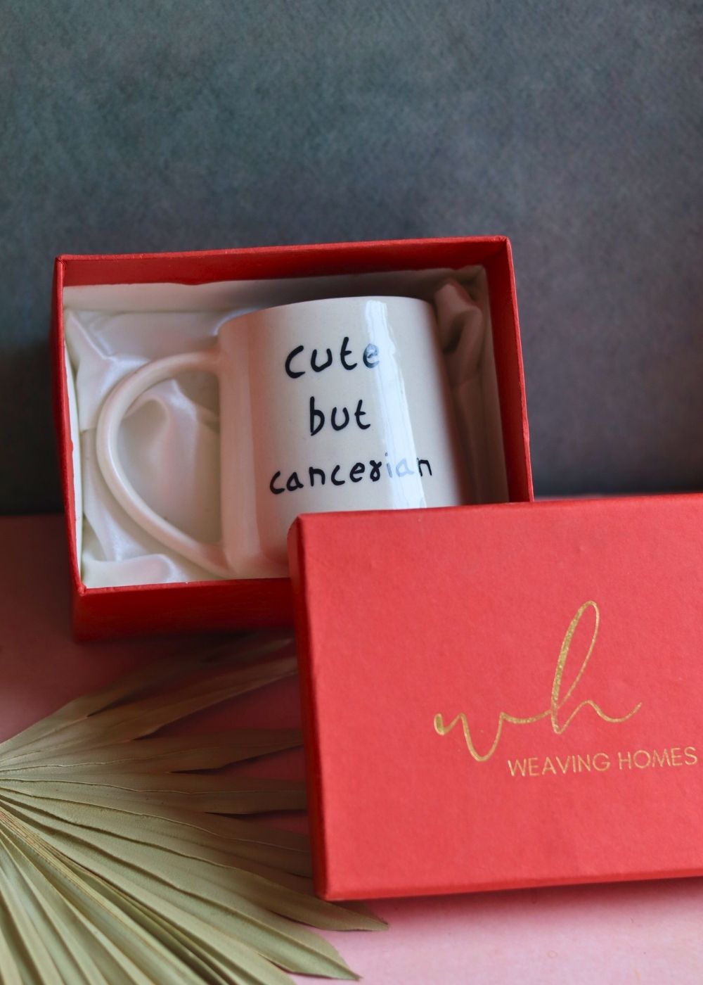 Handmade cute but cancerian mug in a gift box 