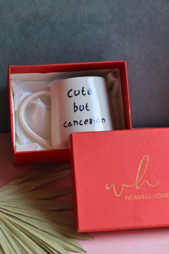 Handmade cute but cancerian mug in a gift box 