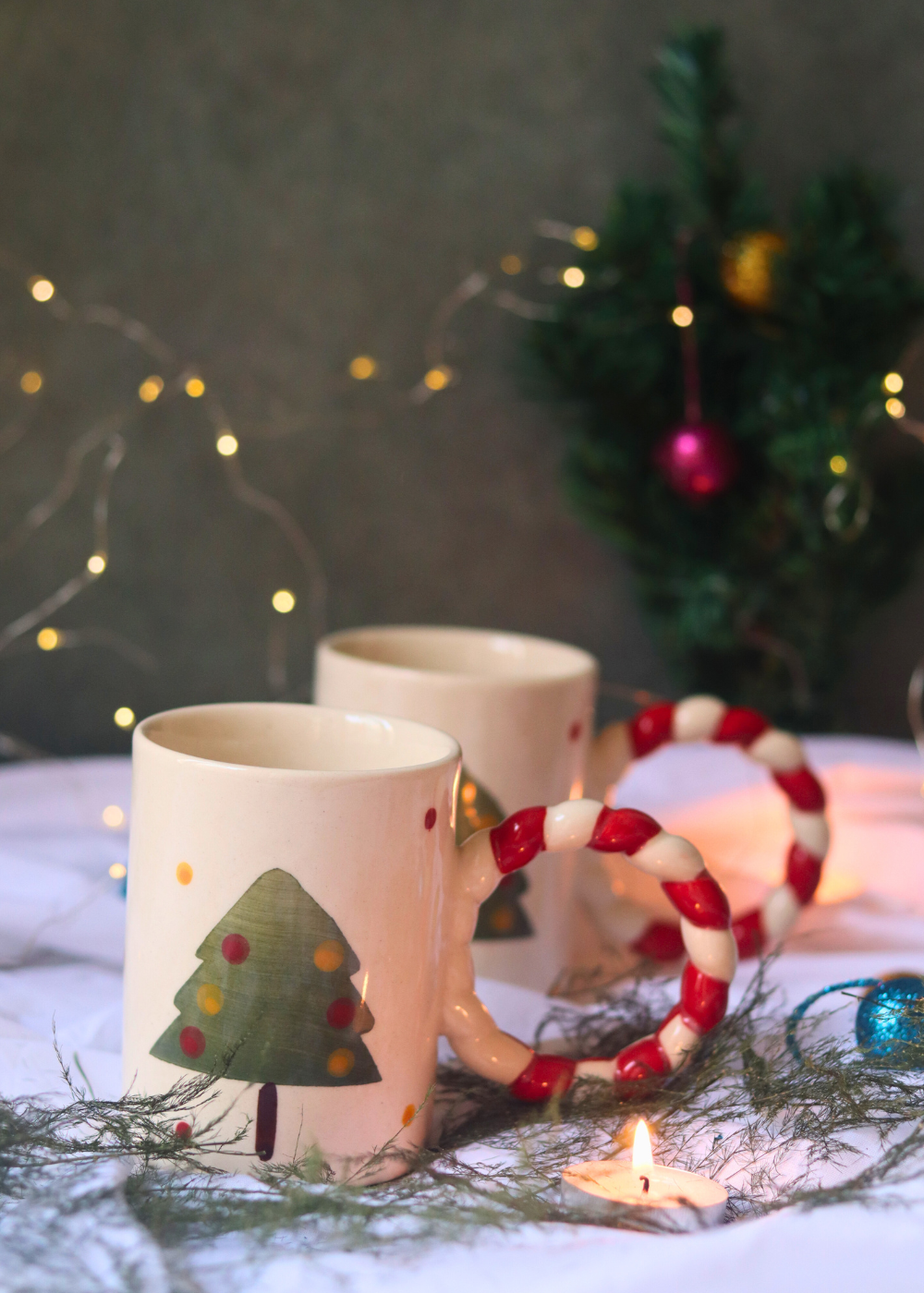 Handmade ceramic coffee mugs for christmas 