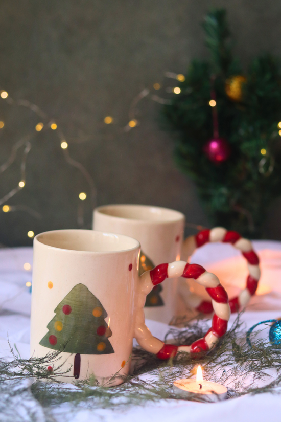 Handmade ceramic coffee mugs for christmas 