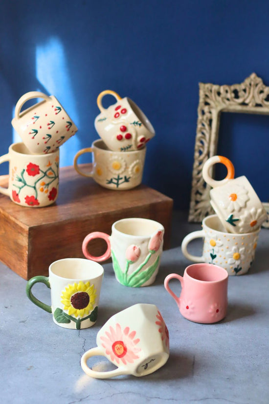 Set of 10 Summer Glow mugs Combo (for the price of 7) handmade in india