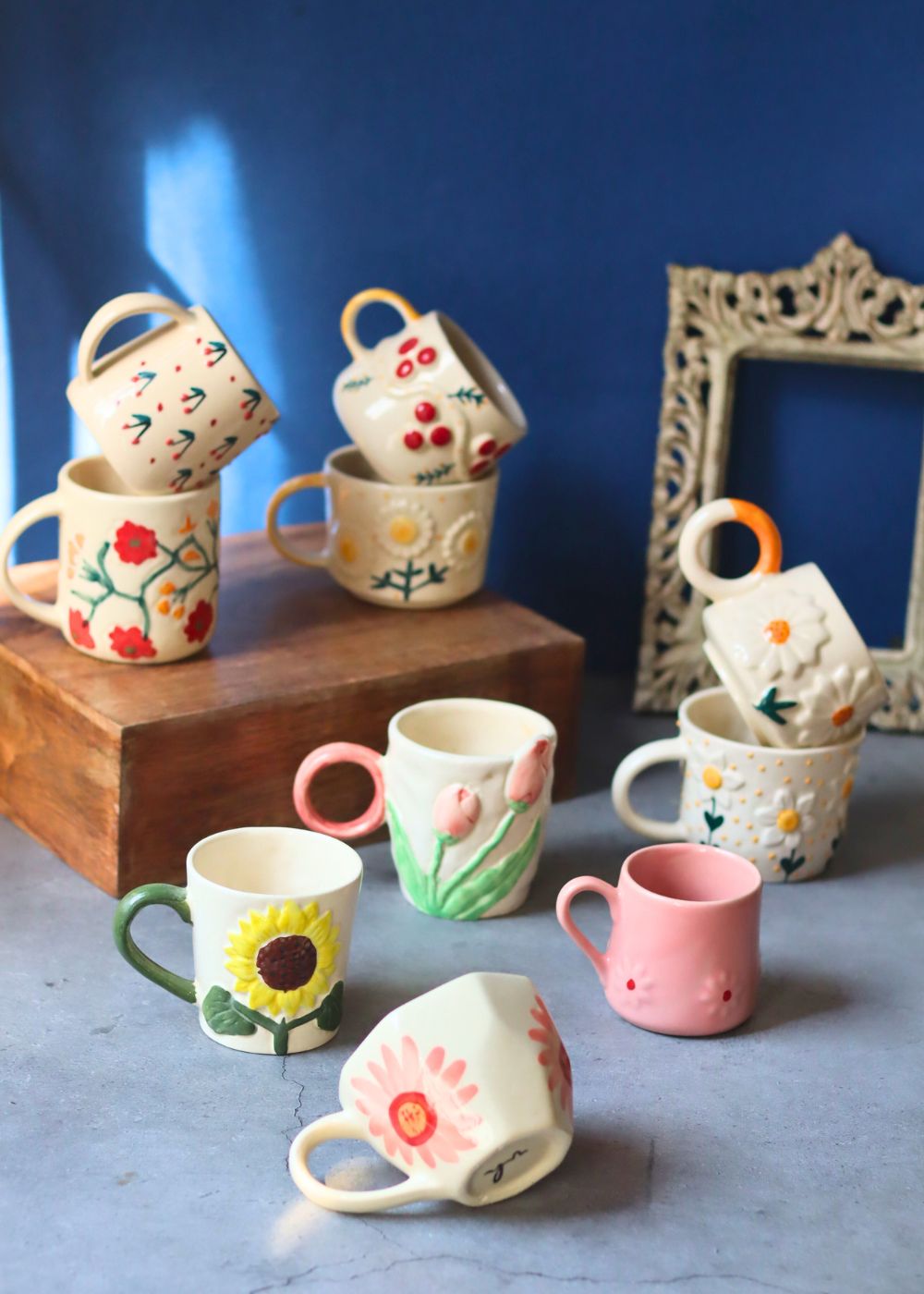 Set of 10 Summer Glow mugs Combo (for the price of 7) handmade in india