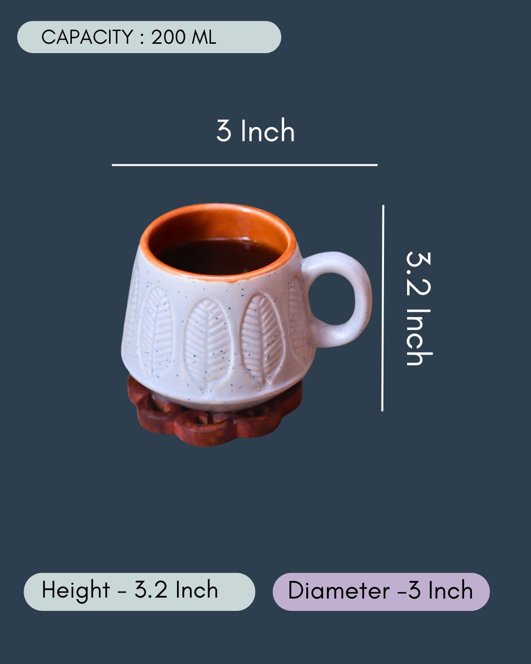 Mellow Grey Serene Leaf Coffee Mug