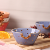 handmade lavender ice cream bowl with golden & lavender color combination 