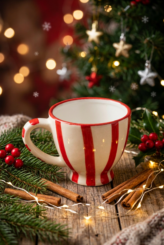 Red & White Striped Mug