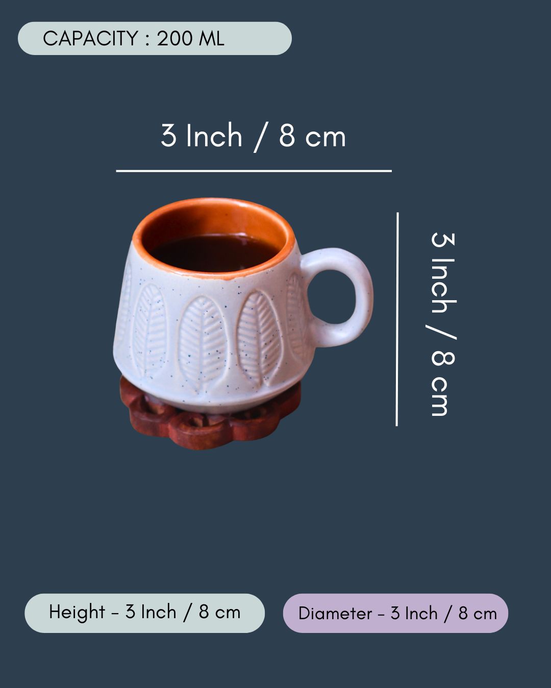 Mellow Grey Serene Leaf Coffee Mug
