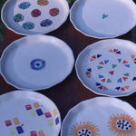 handmade Set of 6 Dine & Shine Snack Plates (for the price of 5)