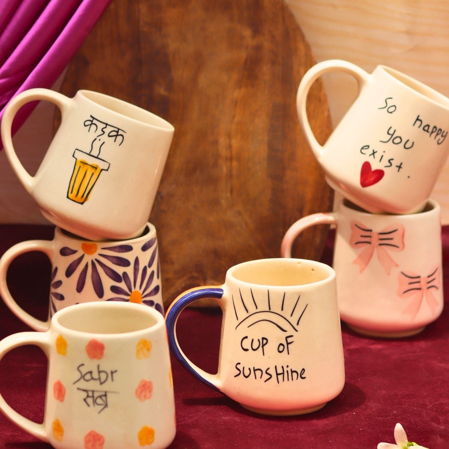 handmade Set of 6 Simple Sips mugs combo (for the price of 5)