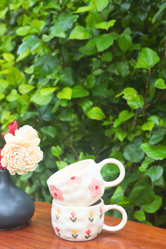 Handmade Tulip & Floral Bliss Mugs - Set of 2