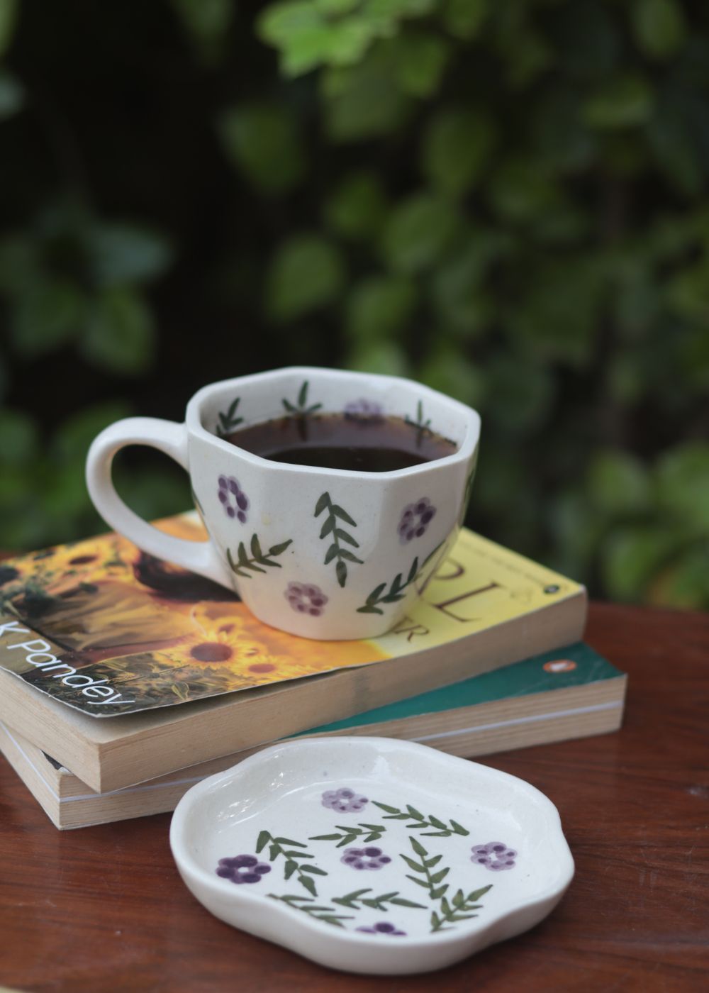 Lavender Fields Mug & Handmade Dessert Plate made by ceramic