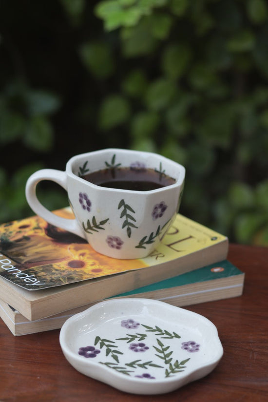 Lavender Fields Mug & Handmade Dessert Plate made by ceramic