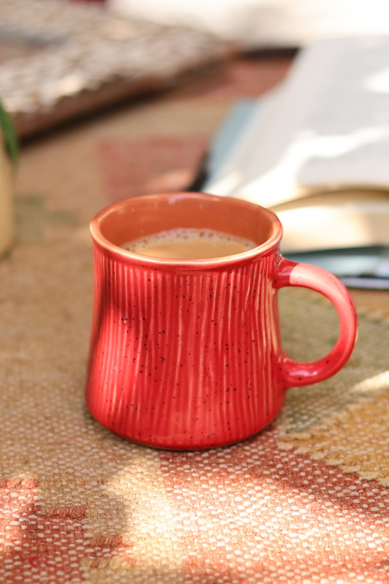 Red etching ceramic chai cup