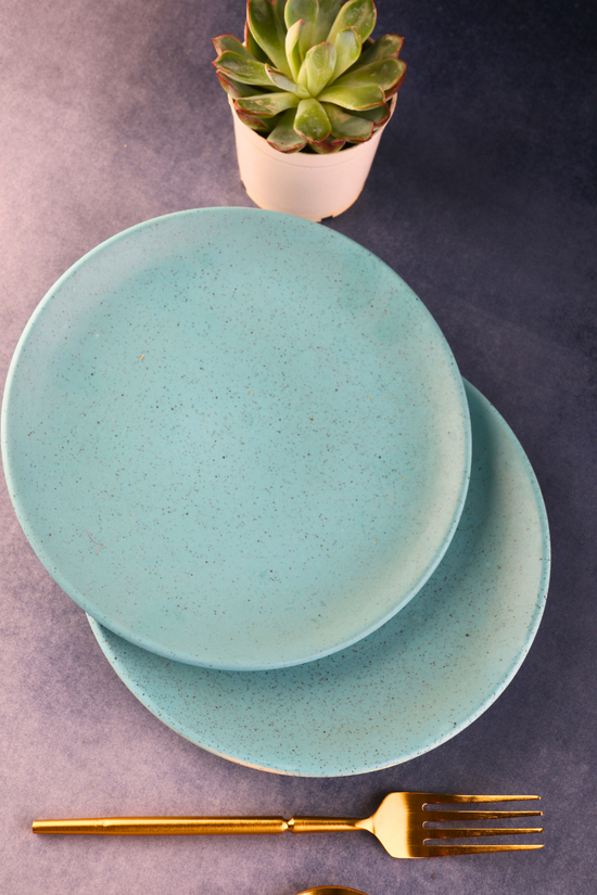 Two Handmade Ceramic Quarter Plates 