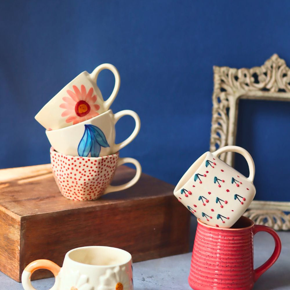 Set of 6 Blissful Brew Mugs (for the price of 5) made by ceramic