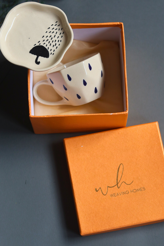 Handmade coffee mug & dessert plate in a gift box